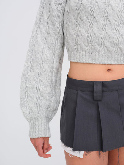 For Love and Lemons Lise Chunky Sweater - Grey