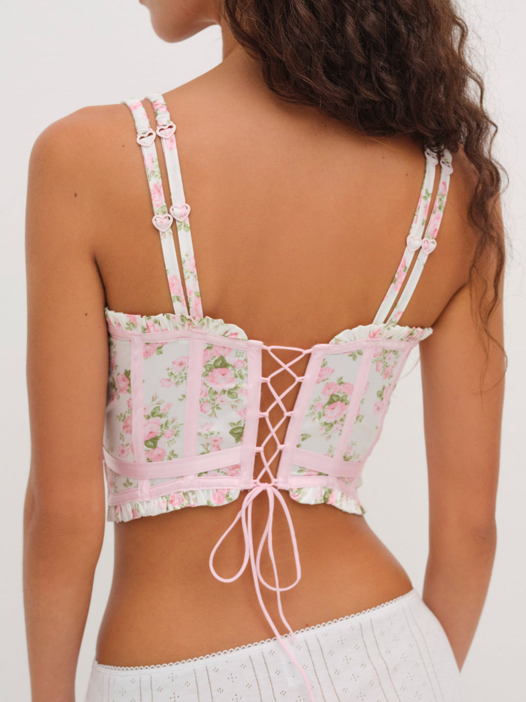 For Love and Lemons Naima Floral Bustier - Pink