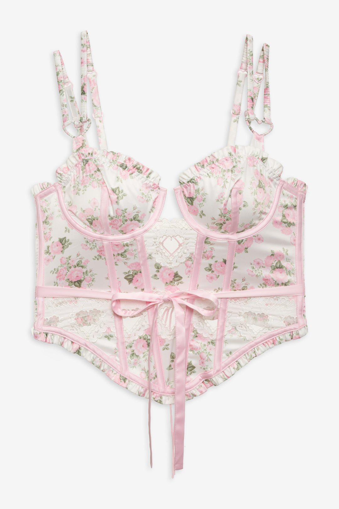 For Love and Lemons Naima Floral Bustier - Pink