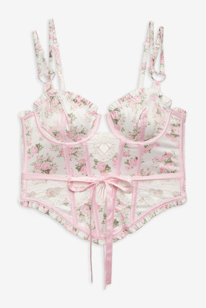 For Love and Lemons Naima Floral Bustier - Pink