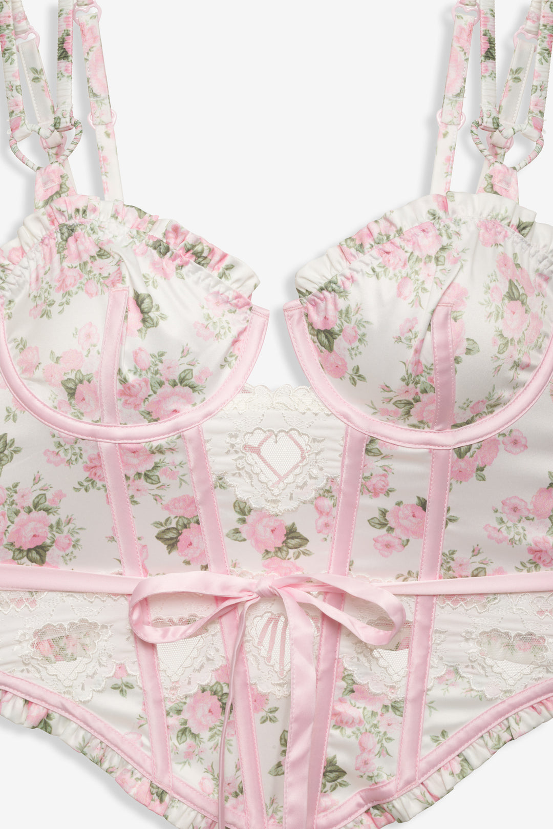 For Love and Lemons Naima Floral Bustier - Pink