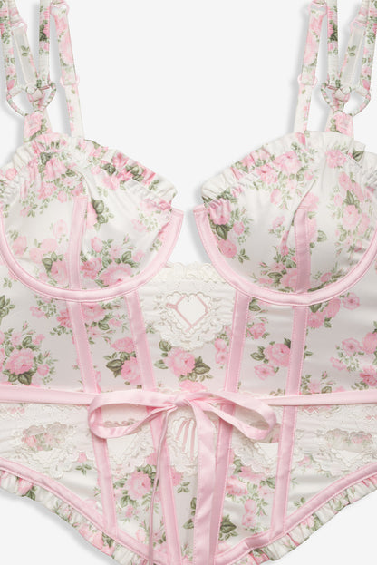 For Love and Lemons Naima Floral Bustier - Pink