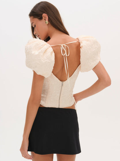 For Love and Lemons Frosted Organza Top - Cream