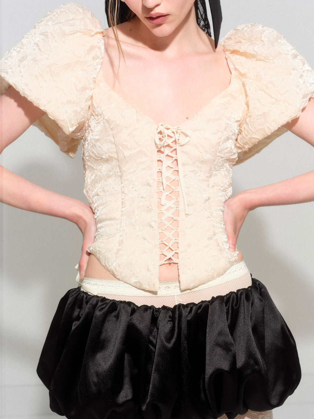 For Love and Lemons Frosted Organza Top - Cream