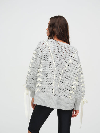 For Love and Lemons Liberty V Neck Sweater - Grey