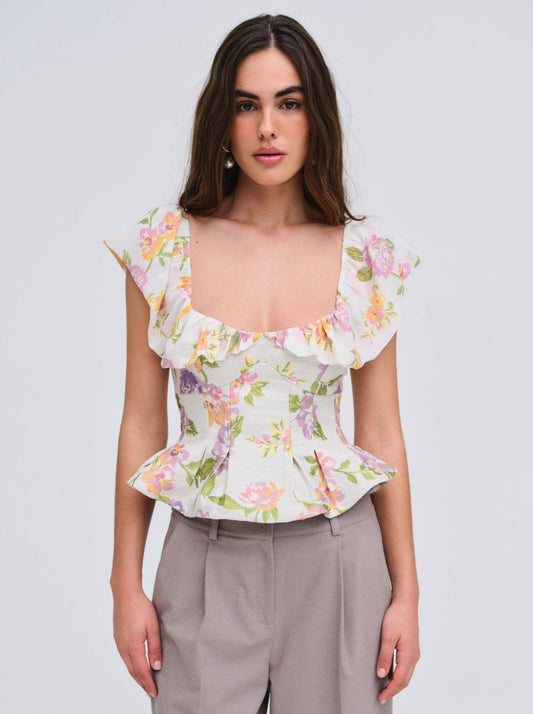 For Love and Lemons Cleodora Top - White
