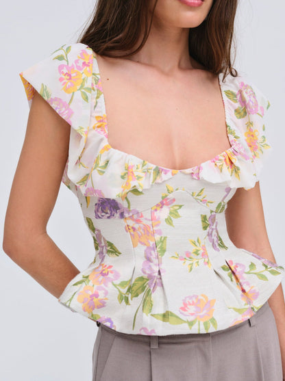 For Love and Lemons Cleodora Top - White