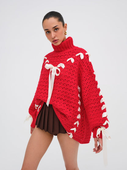 For Love and Lemons Liberty Oversized Sweater - Red