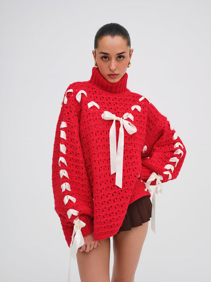 For Love and Lemons Liberty Oversized Sweater - Red