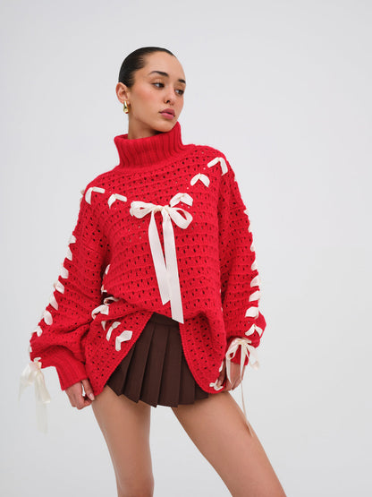 For Love and Lemons Liberty Oversized Sweater - Red