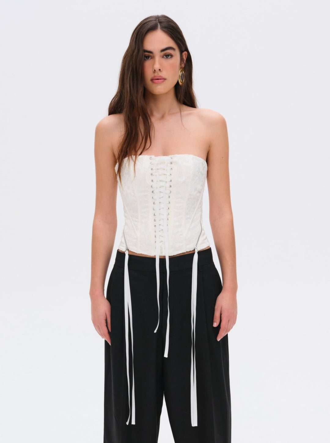For Love and Lemons Lilibet Corset Top - White
