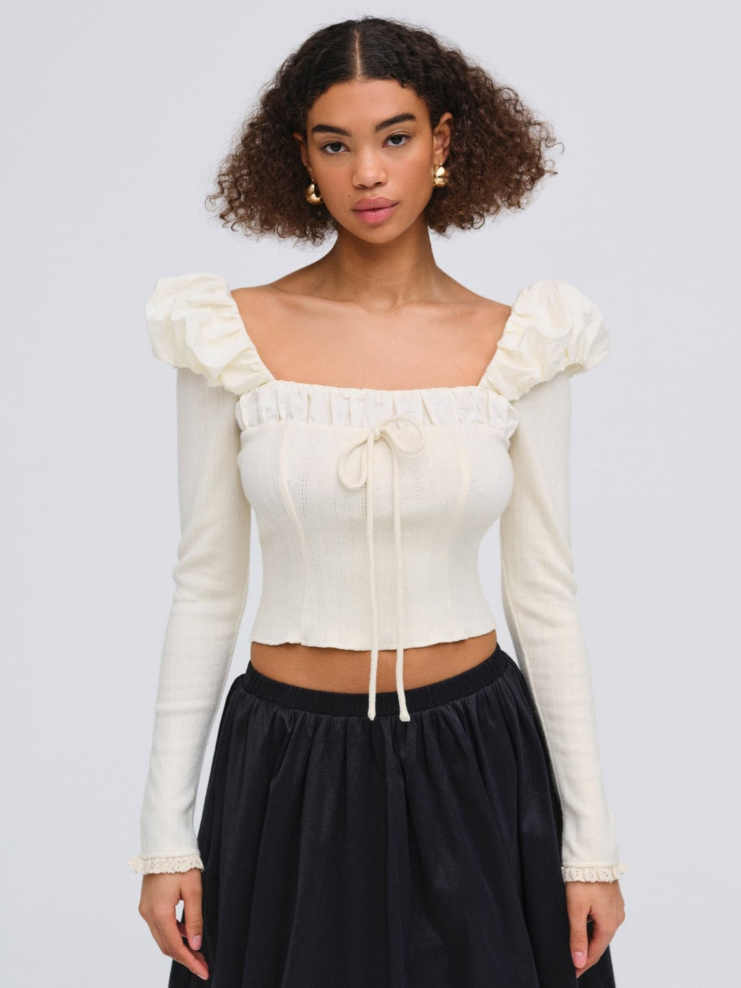 For Love and Lemons Aliyah Pointelle Top - Cream