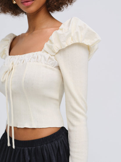 For Love and Lemons Aliyah Pointelle Top - Cream