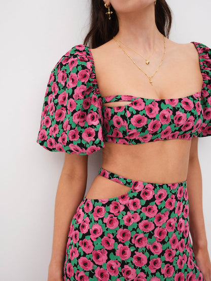 For Love and Lemons Dolcetto Crop Top - Red