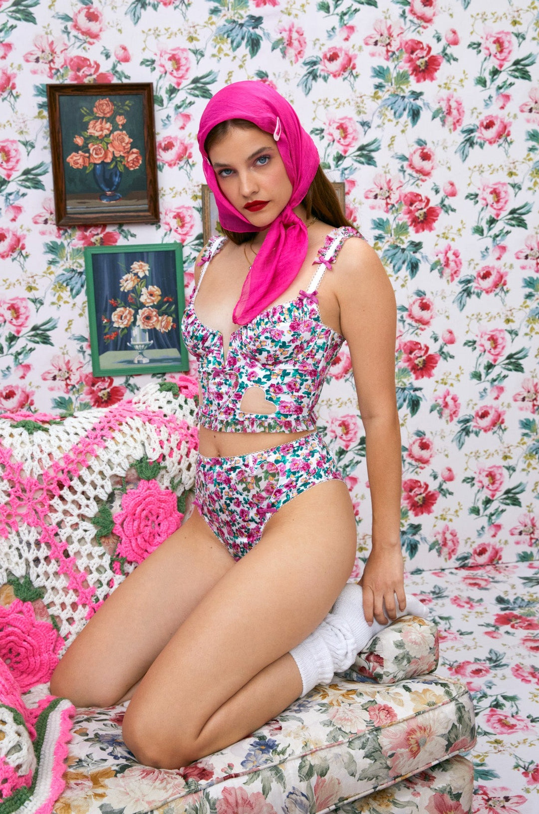 For Love and Lemons Heart Bloom Bustier - Pink