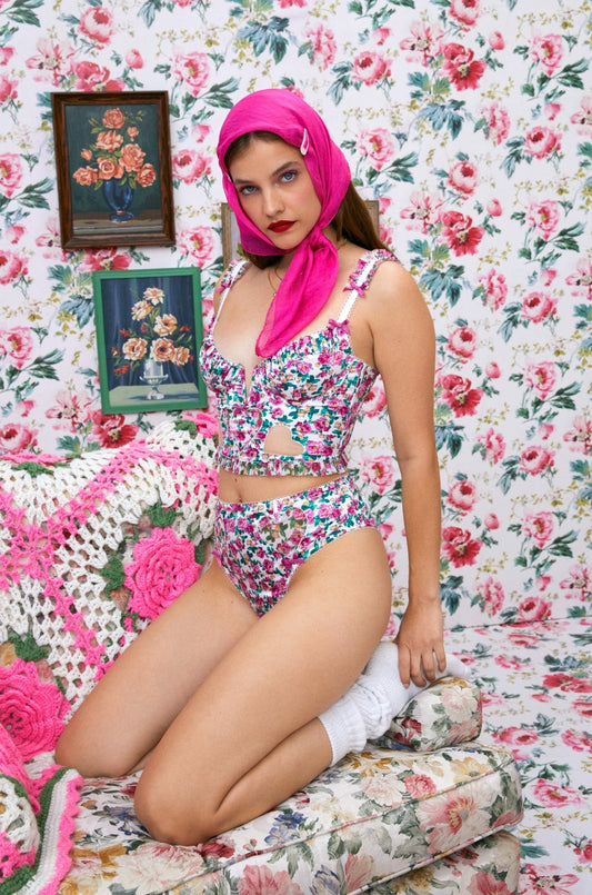 For Love and Lemons Heart Bloom Bustier - Pink