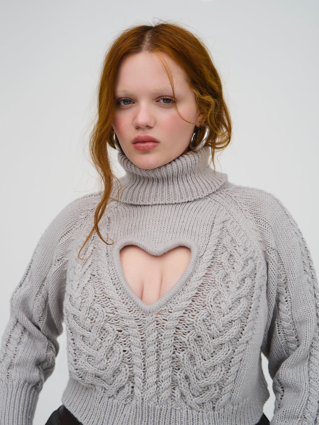 For Love and Lemons Vera Cropped Cut Out Sweater - Grey
