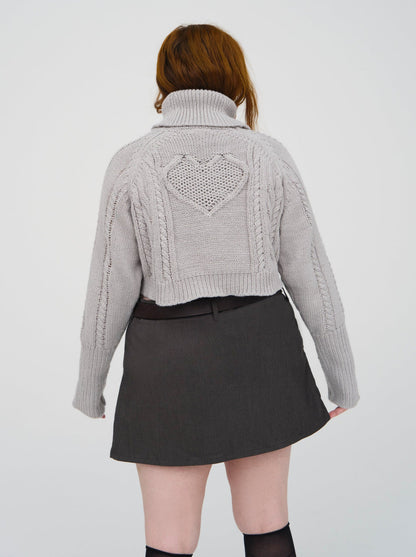 For Love and Lemons Vera Cropped Cut Out Sweater - Grey