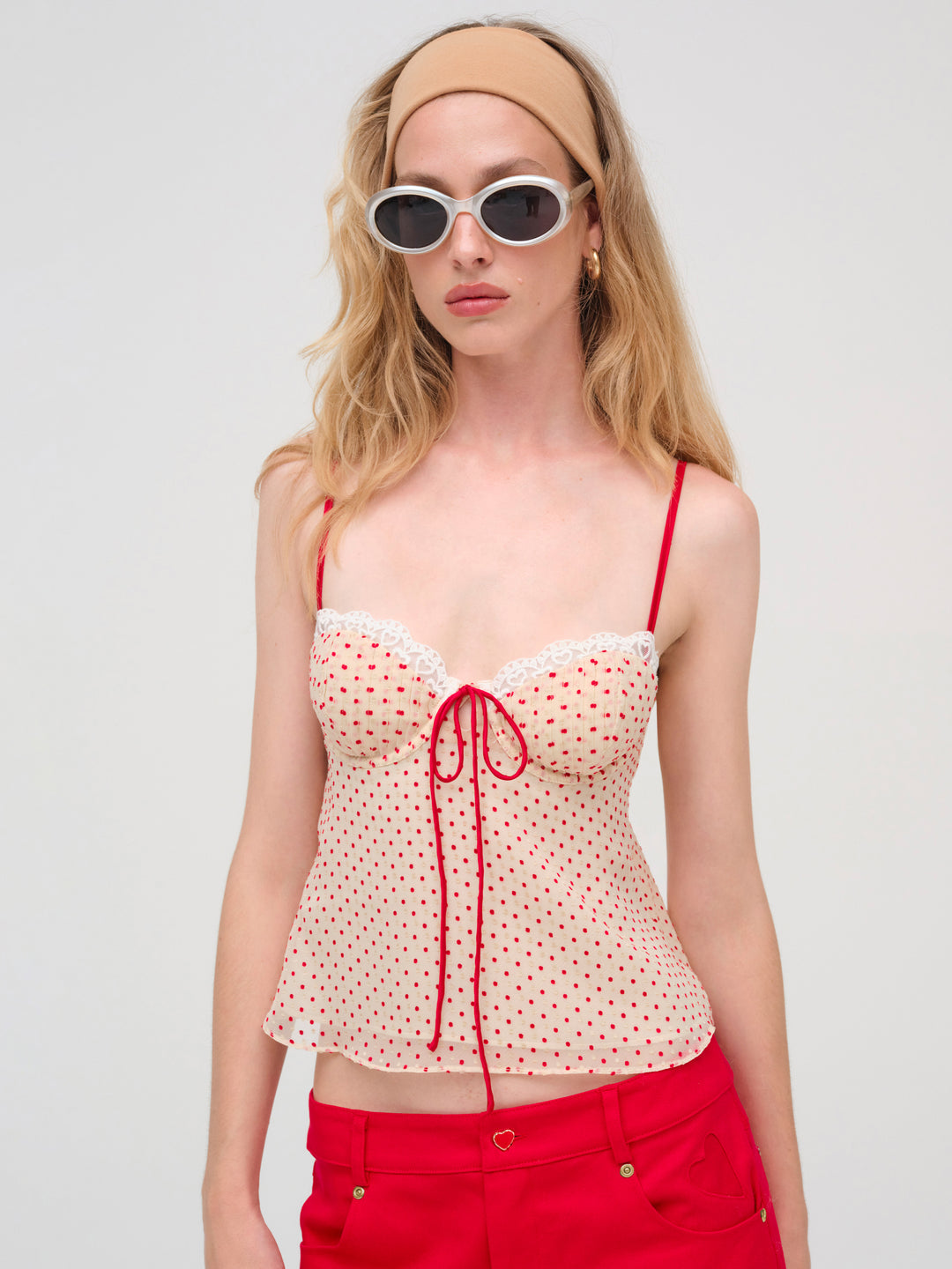 For Love and Lemons Love Dot Camisole Top - Cream