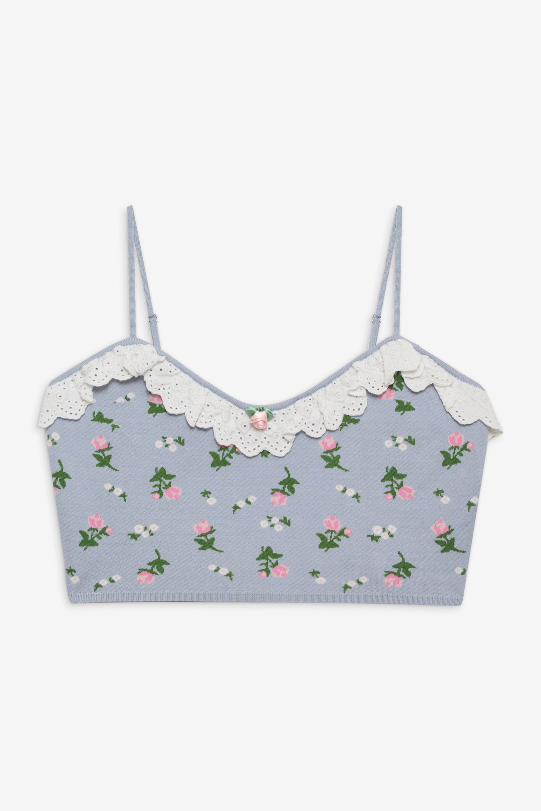 For Love and Lemons Amalia Knit Crop Top - Blue