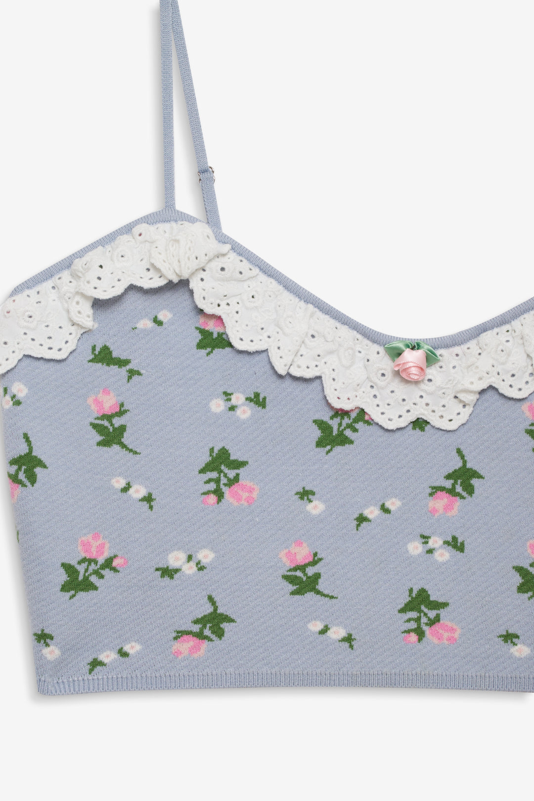 For Love and Lemons Amalia Knit Crop Top - Blue