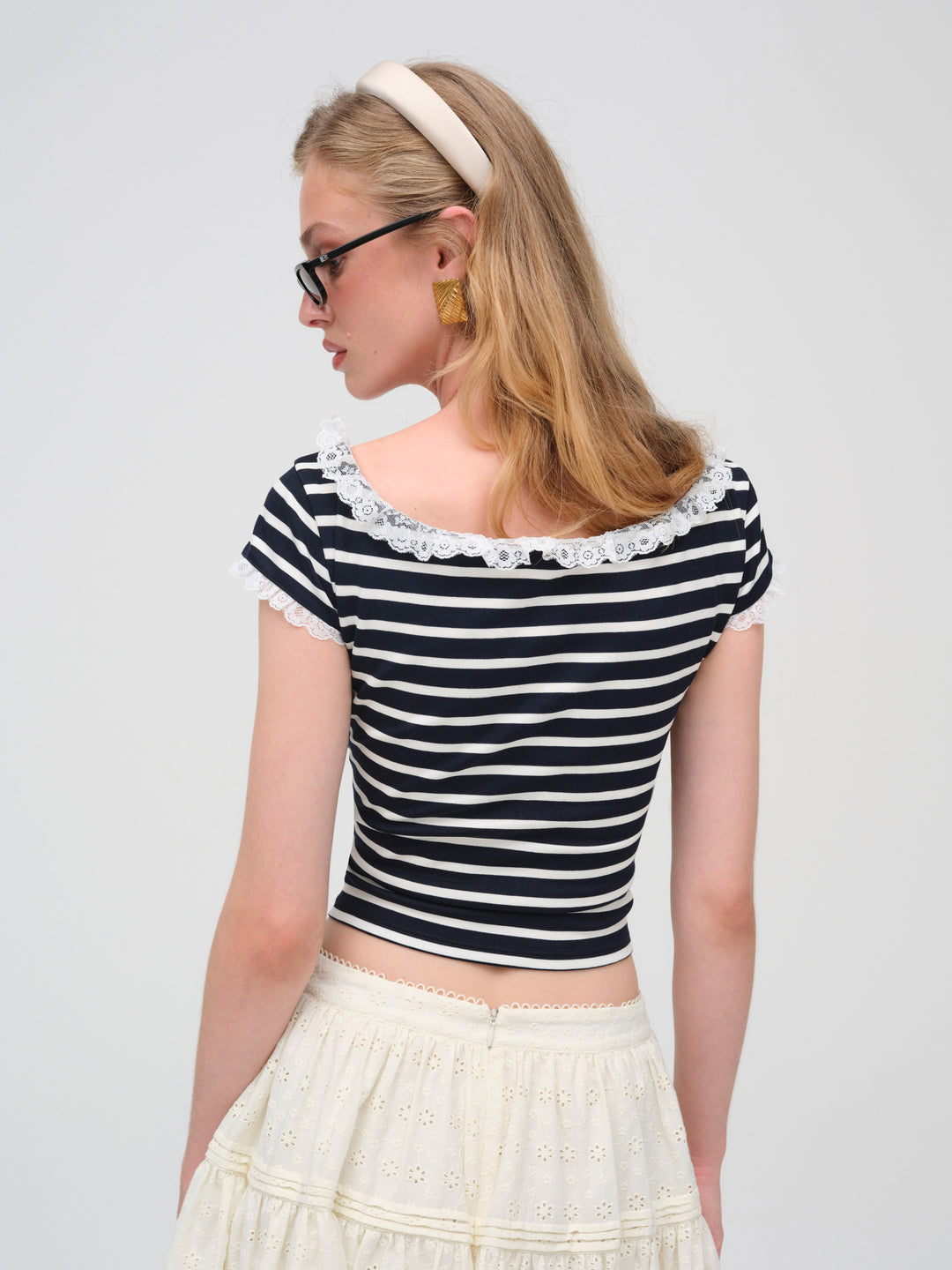 For Love and Lemons Suzette Stripe Top - Black