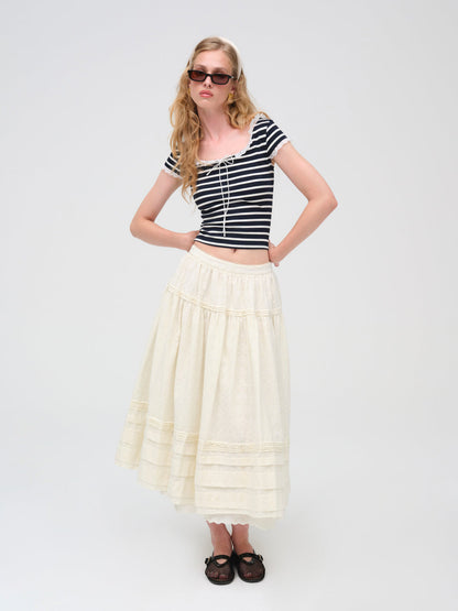 For Love and Lemons Suzette Stripe Top - Black