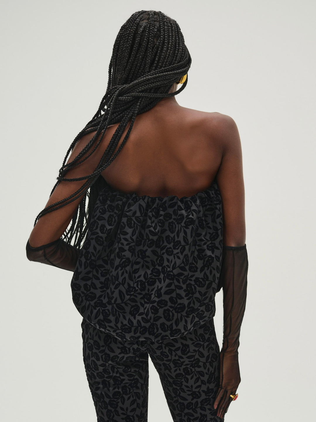 For Love and Lemons Midnight Velvet Bubble Top - Black