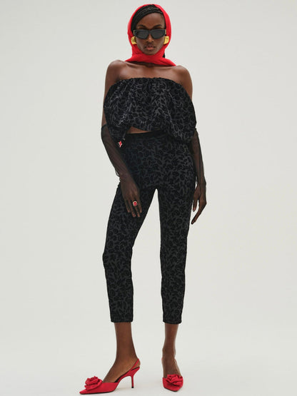 For Love and Lemons Midnight Velvet Bubble Top - Black