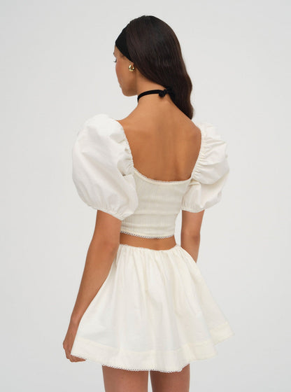 For Love and Lemons Billie Pointelle Top - Cream