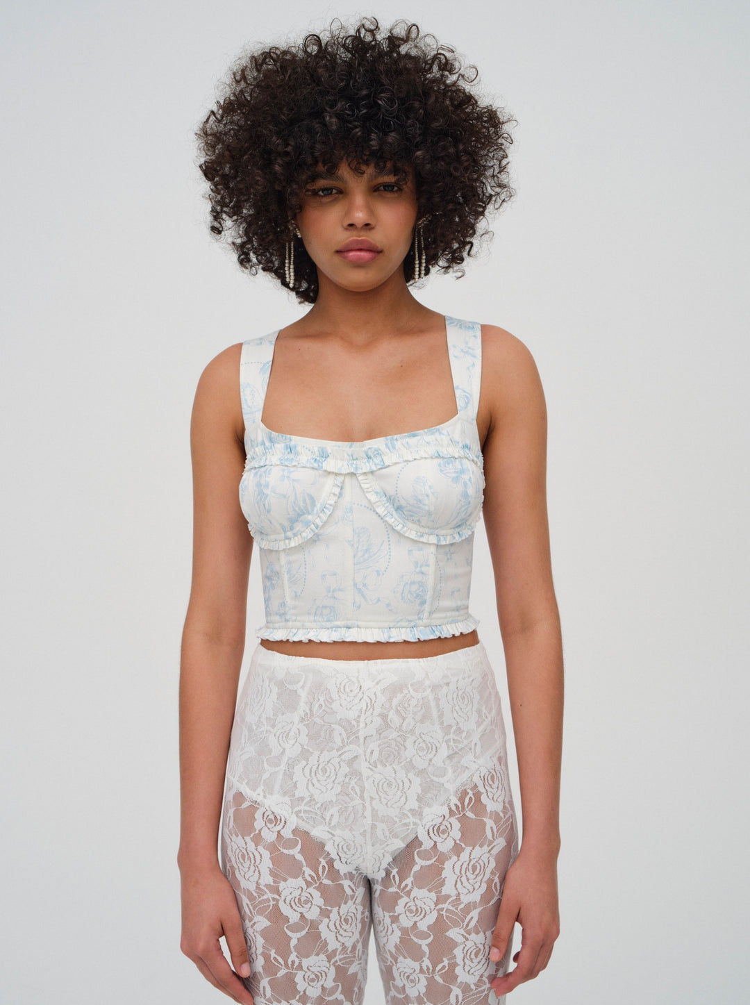 For Love and Lemons Chantal Denim Corset Top - Blue