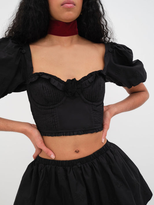 For Love and Lemons Maye Crop Top - Black