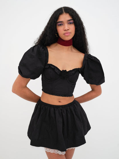 For Love and Lemons Maye Crop Top - Black