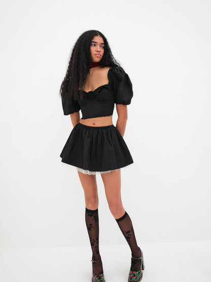 For Love and Lemons Maye Crop Top - Black