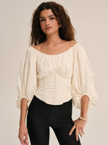For Love and Lemons Marion Blouse - Cream