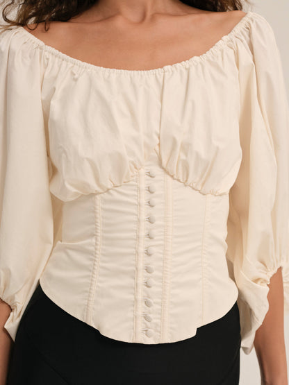 For Love and Lemons Marion Blouse - Cream