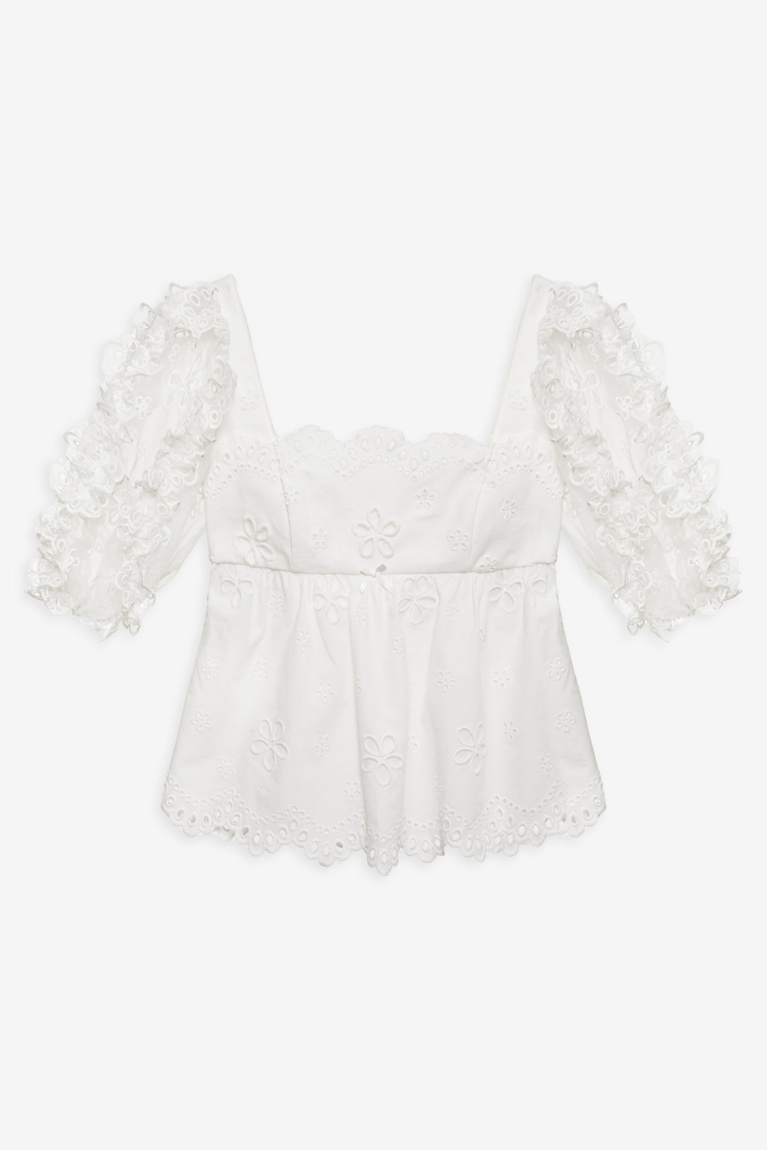 For Love and Lemons Daisy Eyelet Top - White