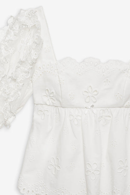For Love and Lemons Daisy Eyelet Top - White