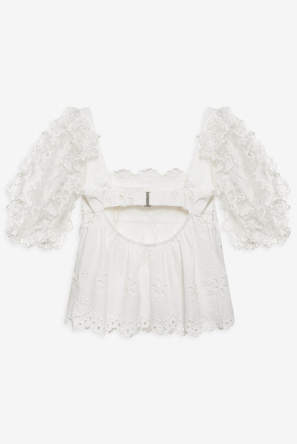 For Love and Lemons Daisy Eyelet Top - White