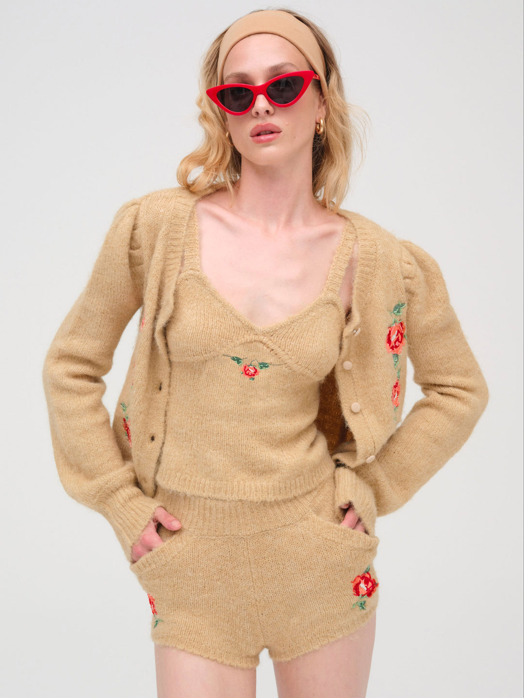 For Love and Lemons Grans Beaded Knit Tank - Tan