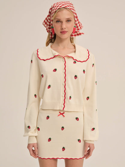 For Love and Lemons Strawberry Jam Cardigan - Cream