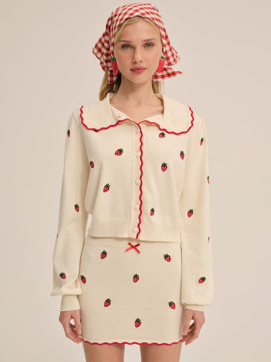 For Love and Lemons Strawberry Jam Cardigan - Cream
