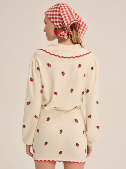 For Love and Lemons Strawberry Jam Cardigan - Cream
