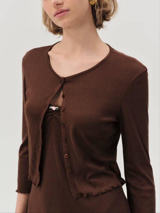 For Love and Lemons Elliana Cardigan - Chocolate