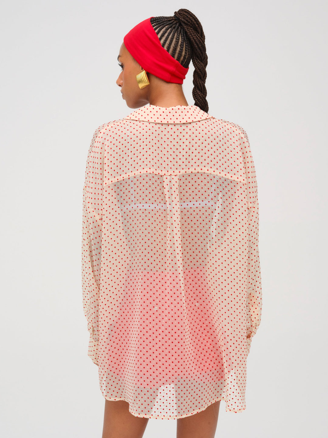 For Love and Lemons Love Dot Button-Up Top - Cream