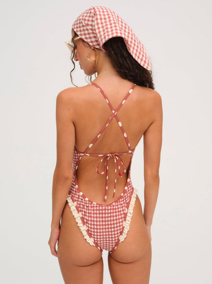 For Love and Lemons Strappy One Piece Swimsuit - Red