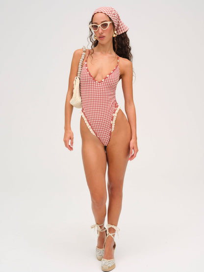 For Love and Lemons Strappy One Piece Swimsuit - Red