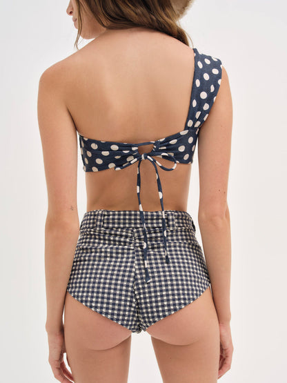 For Love and Lemons Gingham Swim Short - Blue