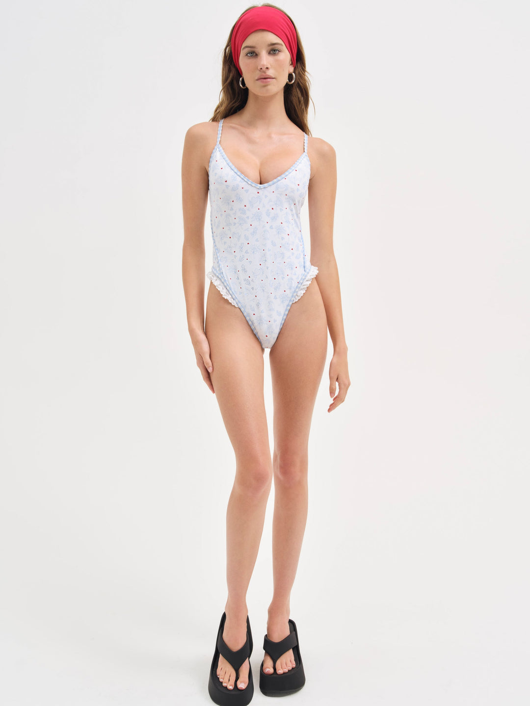 For Love and Lemons Strappy One Piece Swimsuit - Blue