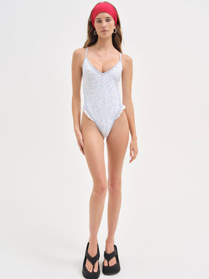 For Love and Lemons Strappy One Piece Swimsuit - Blue